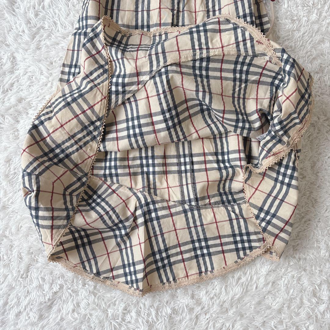 バーバリー ワンピース キッズ用 160 ノバチェック フリル アシンメトリ 花