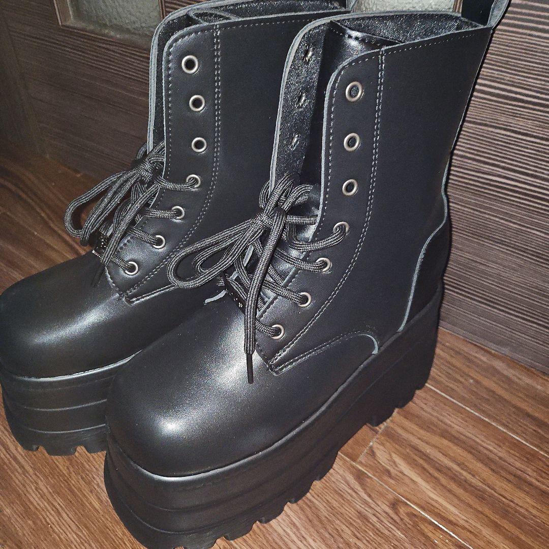 コスプレ 男装 厚底 ブーツ 黒 ブラック シークレットブーツ タオバオ 淘宝網