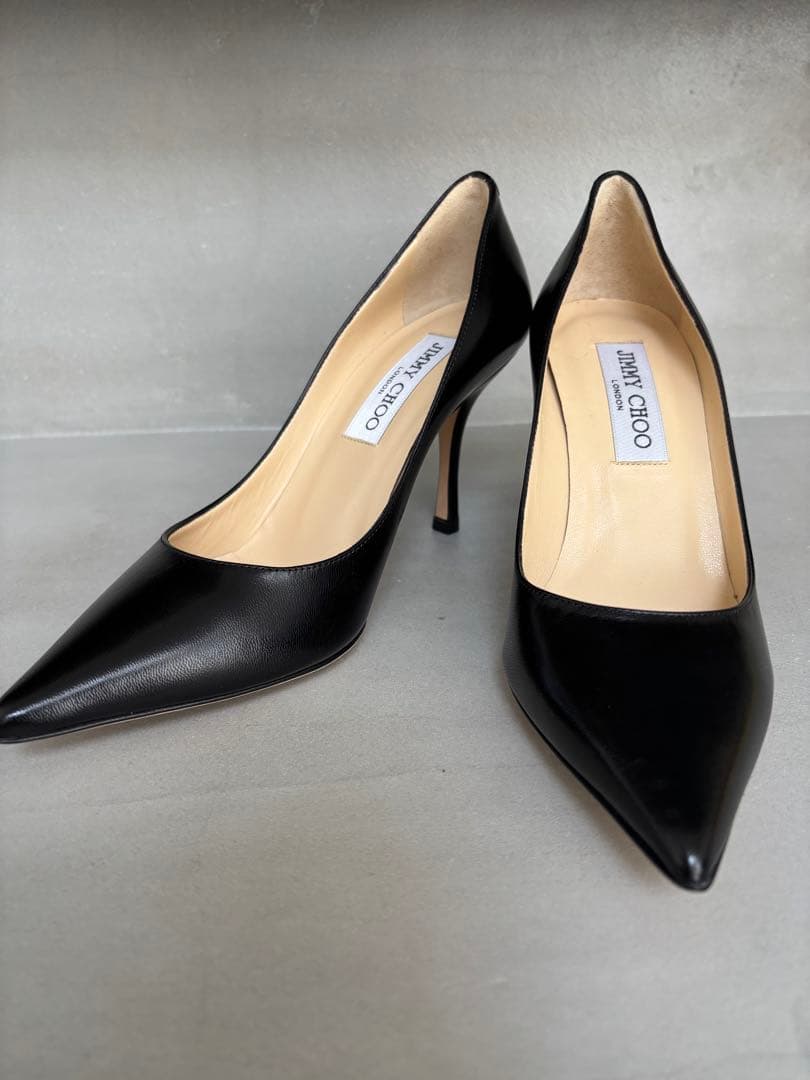 JIMMY CHOO ブラックレザー ハイヒール　セレモニー