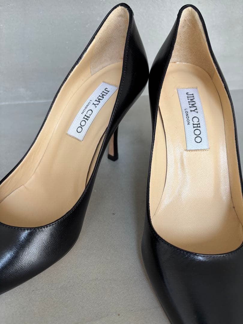 JIMMY CHOO ブラックレザー ハイヒール　セレモニー