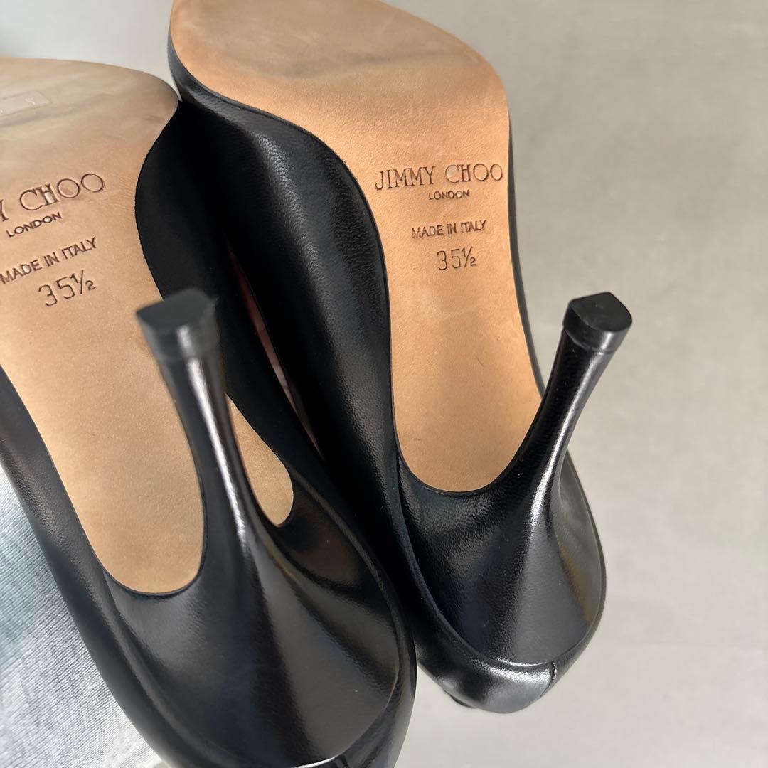 JIMMY CHOO ブラックレザー ハイヒール　セレモニー