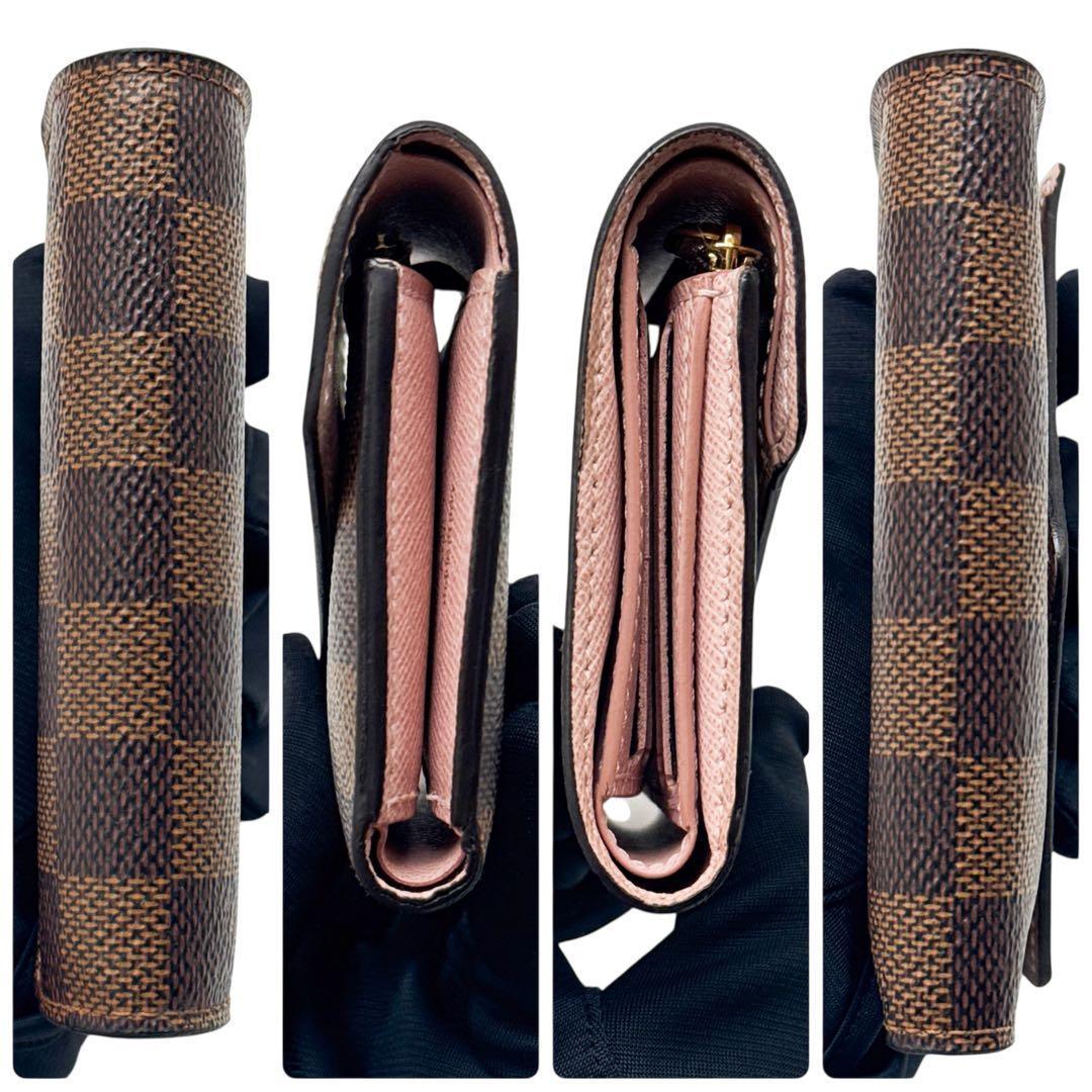 ルイヴィトン ダミエ ポルトフォイユ ヴィクトリーヌ 二つ折り 財布 ピンク