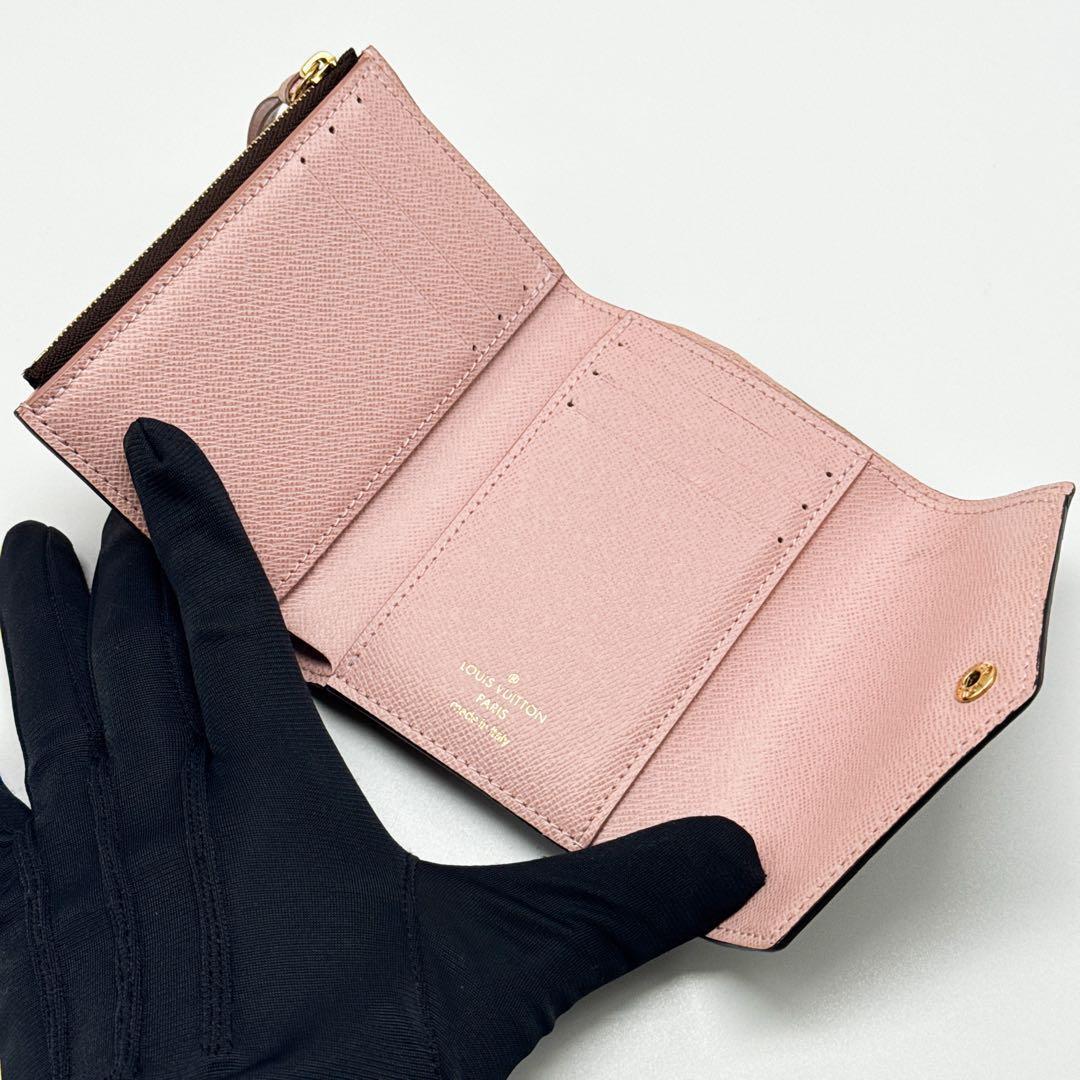 ルイヴィトン ダミエ ポルトフォイユ ヴィクトリーヌ 二つ折り 財布 ピンク