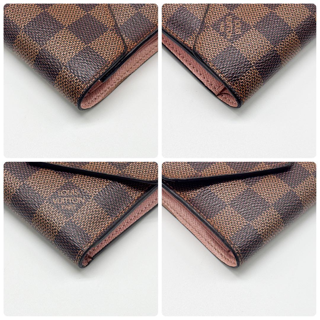 ルイヴィトン ダミエ ポルトフォイユ ヴィクトリーヌ 二つ折り 財布 ピンク