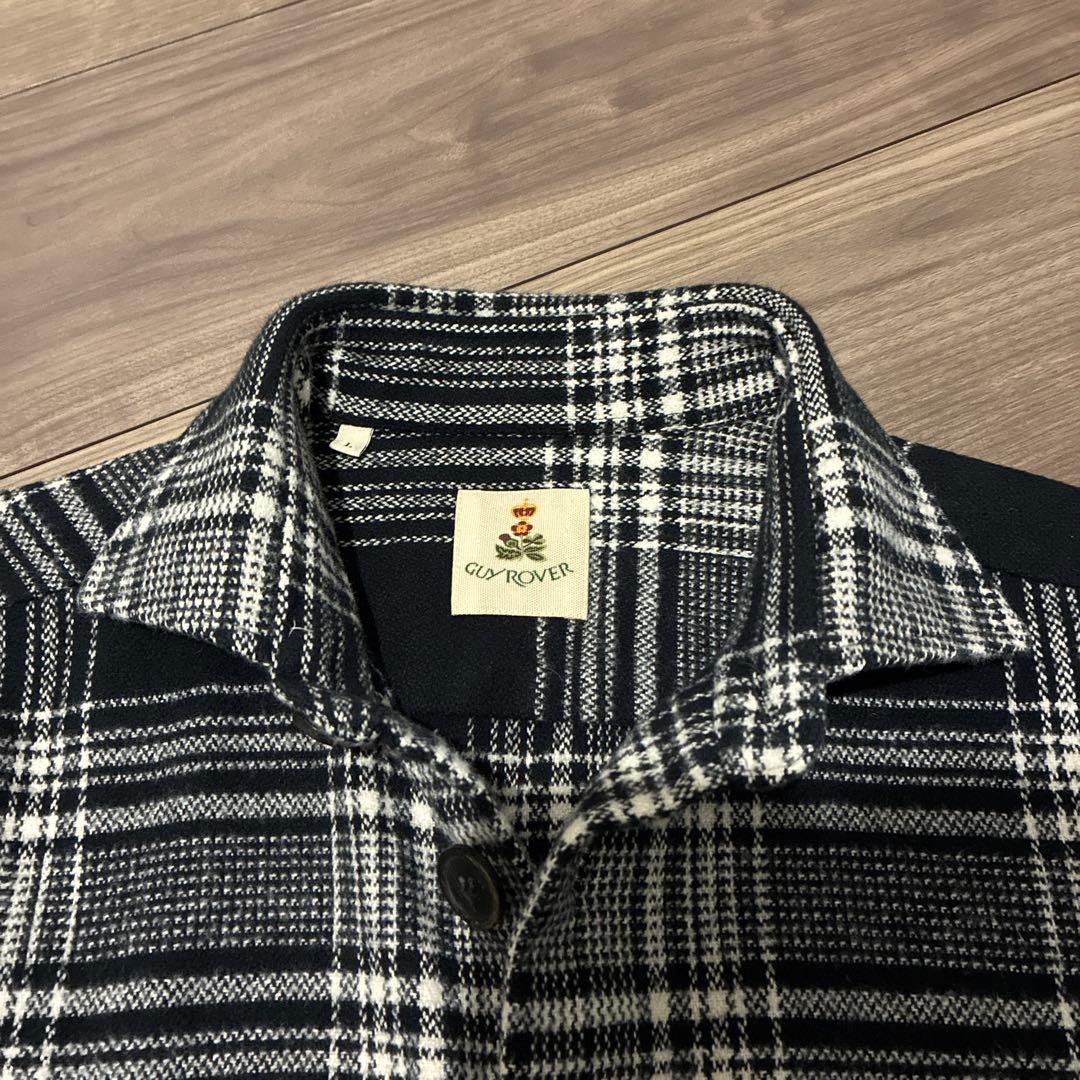 【GUY ROVER】ギローバー　フランネルシャツ　白×黒