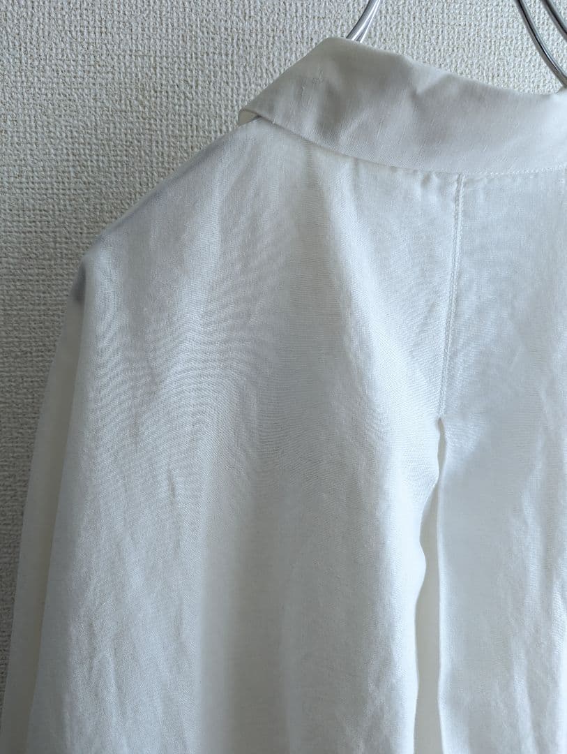【美品】ENFOLD コクーン　スキッパーシャツ白チュニック　リネン混合