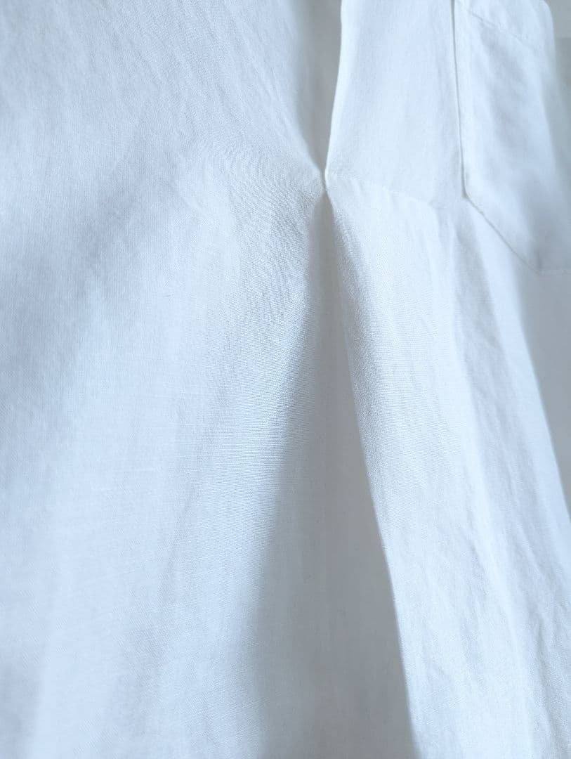 【美品】ENFOLD コクーン　スキッパーシャツ白チュニック　リネン混合