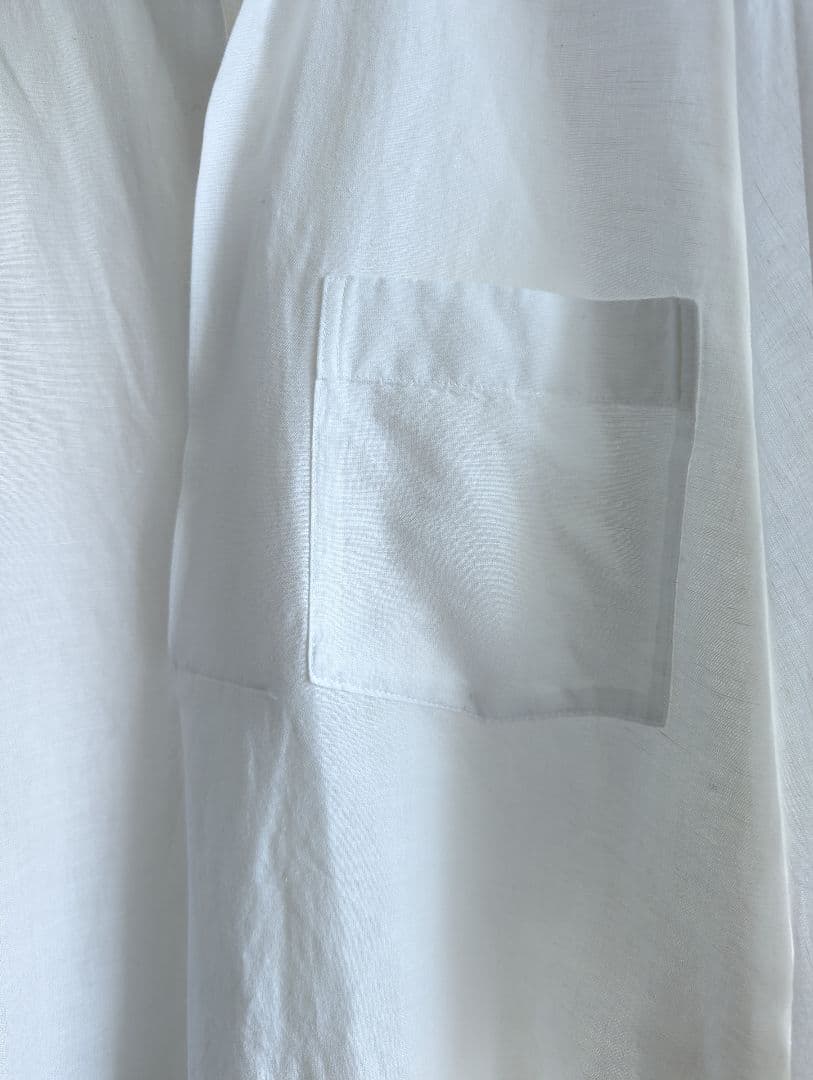 【美品】ENFOLD コクーン　スキッパーシャツ白チュニック　リネン混合