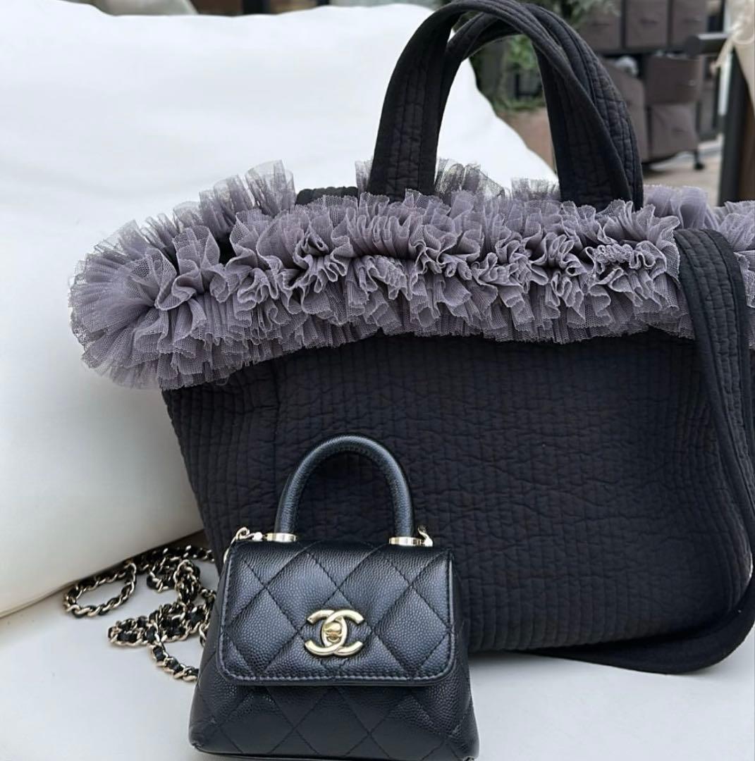 週末限定価格！！ROSEAURA チュールヌビバッグ hinaコラボ　ブラック