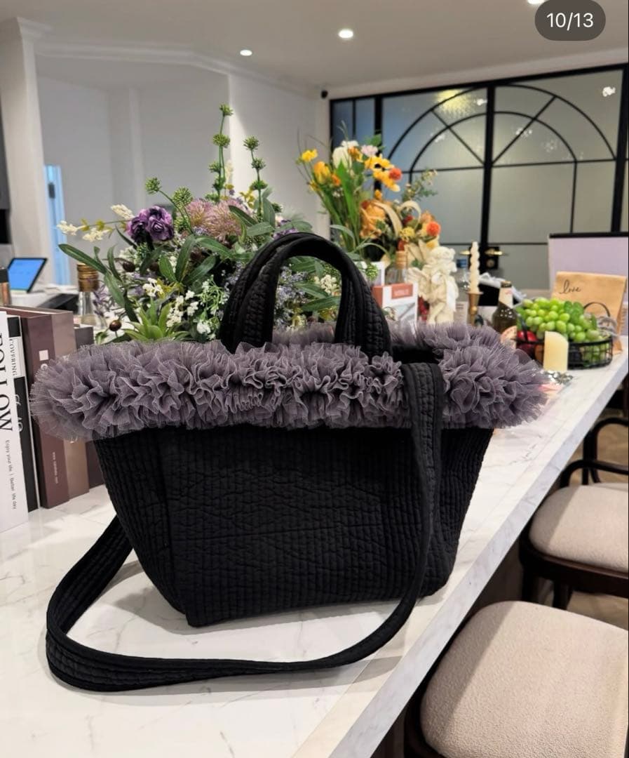 週末限定価格！！ROSEAURA チュールヌビバッグ hinaコラボ　ブラック