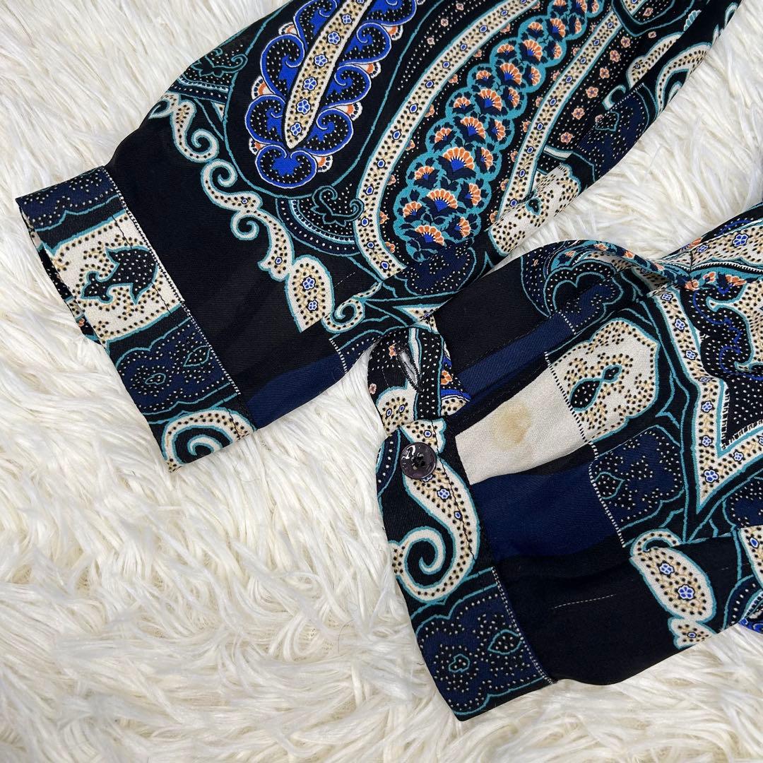 エトロ　ショールカラー風　シルク100　ペイズリー柄　総柄　ブラウス　イタリア製