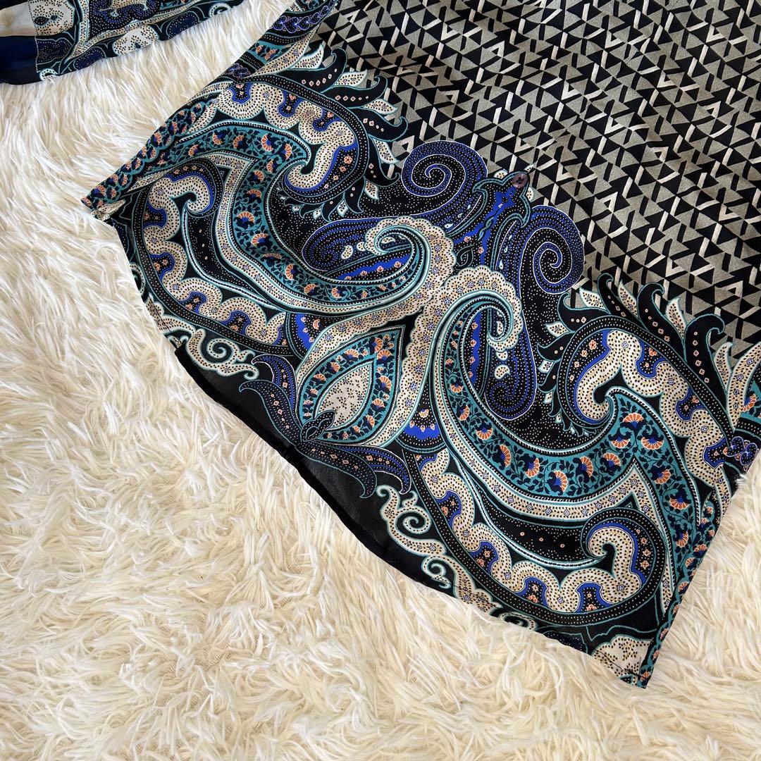 エトロ　ショールカラー風　シルク100　ペイズリー柄　総柄　ブラウス　イタリア製