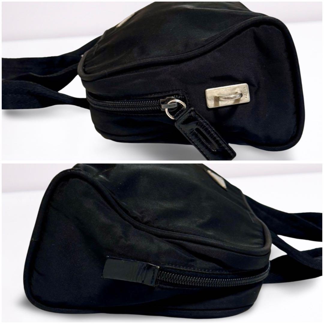 【正規品】PRADA プラダ ミニボストン ハンドバッグ ナイロン 黒 三角ロゴ