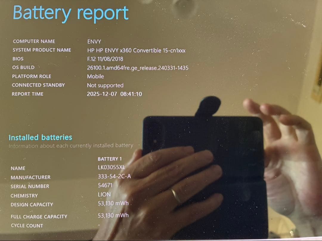 HP ENVYx360 15.6インチ i15-8265uCPU 　8GB