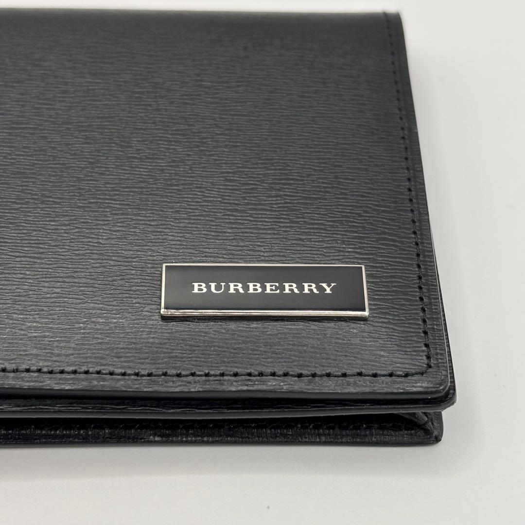 BURBERRY 名刺入れ　カードケース　ブラック　プレート　シルバー　レザー