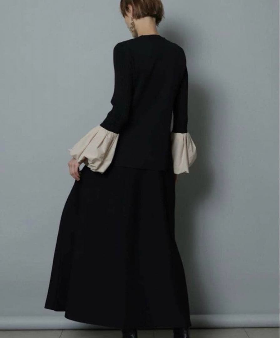 CADUNE ≪川上桃子さんコラボ≫袖バルーンニット 即完売　黒ミックス