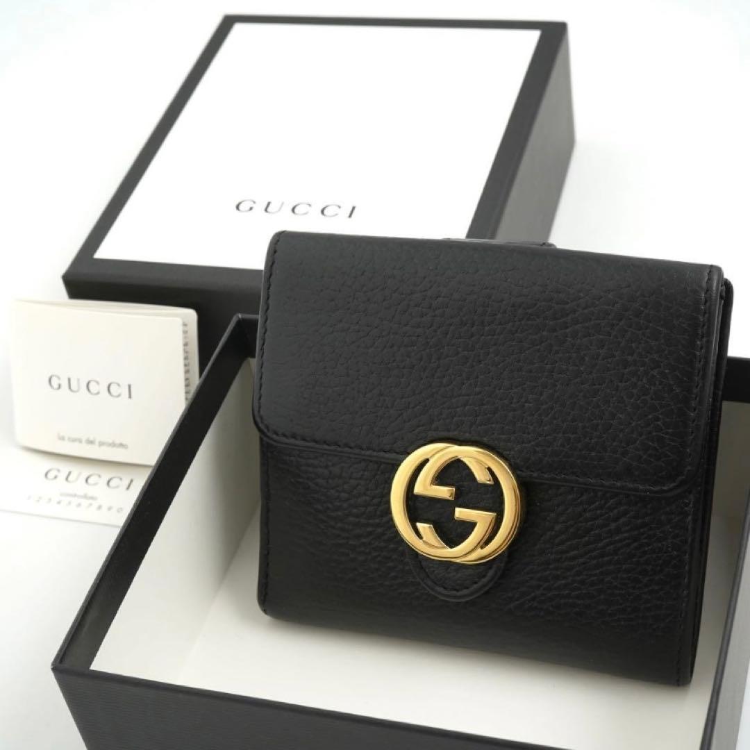 ✨未使用展示品・箱付✨　GUCCI ミニ財布　インターロッキング　二つ折り　GG