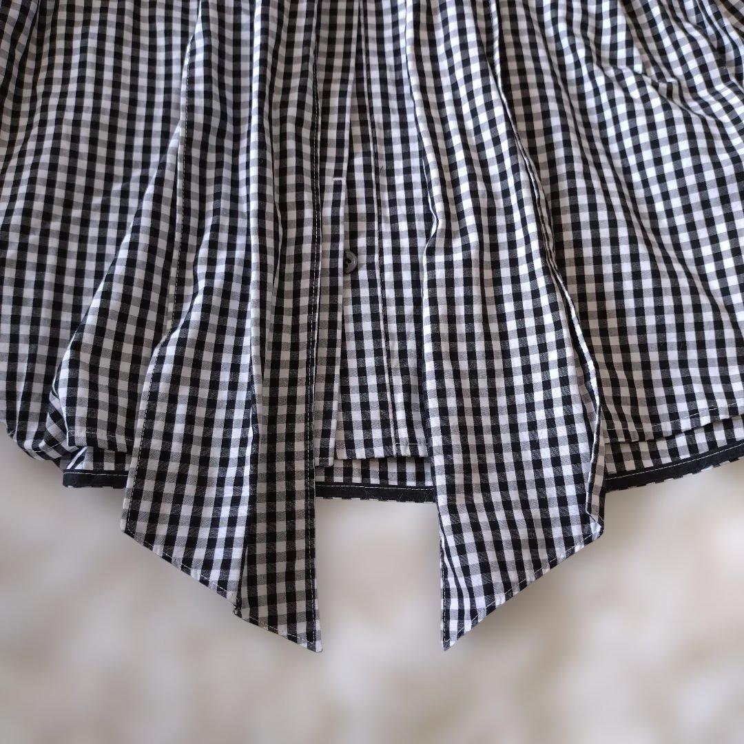 ヨリ Yori ギャザースリーブ ギンガムチェックブラウス ボウタイ リボン