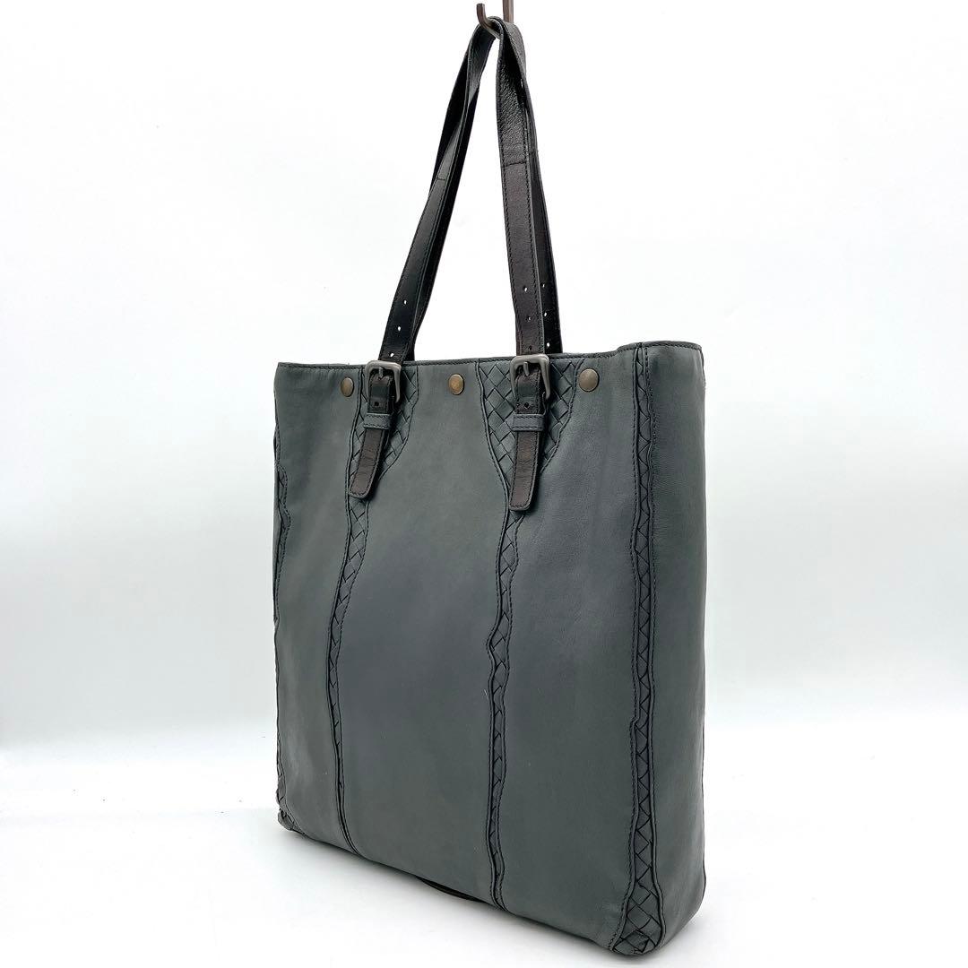 【BOTTEGA VENETA】トートバッグ　イントレチャート　ダークグレー