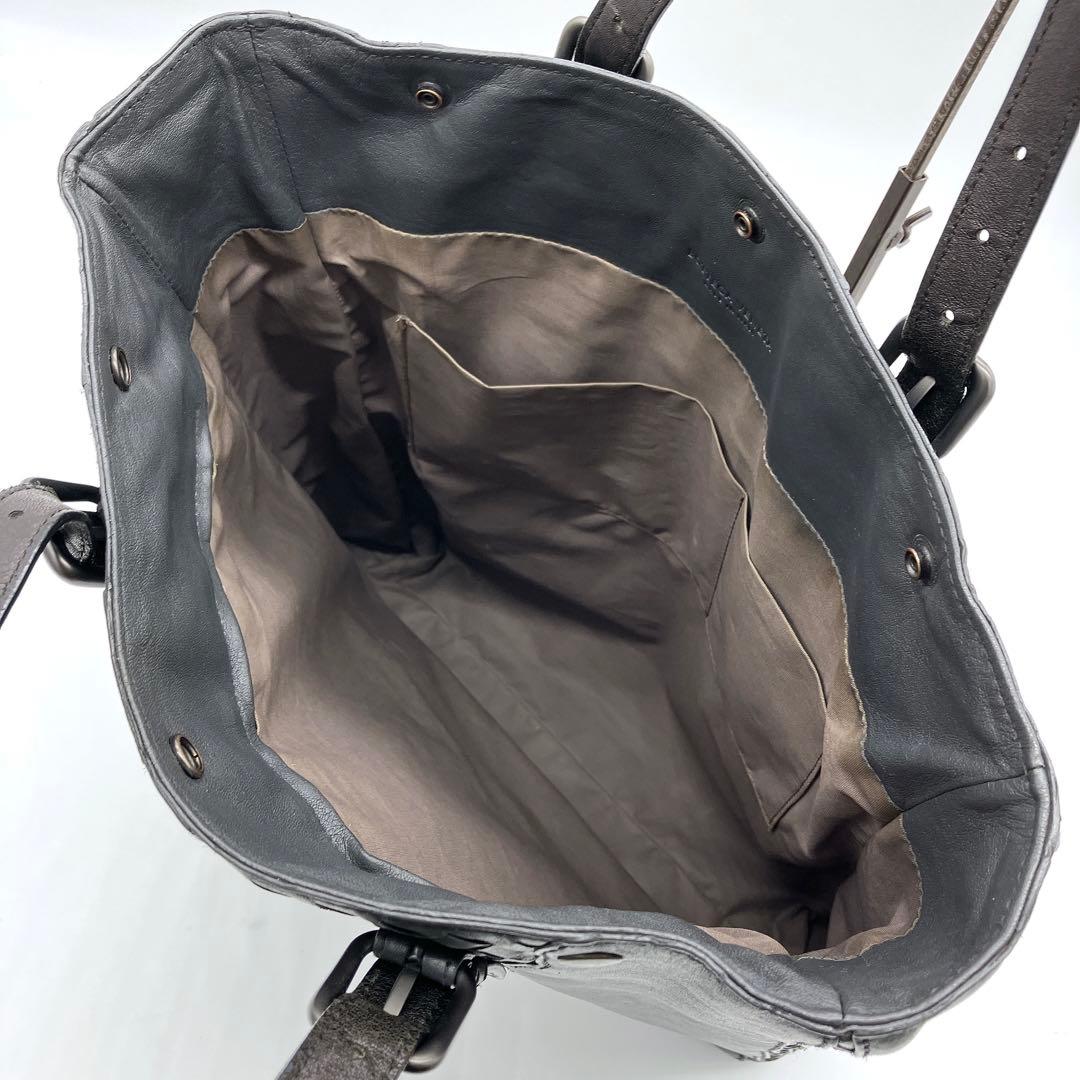 【BOTTEGA VENETA】トートバッグ　イントレチャート　ダークグレー