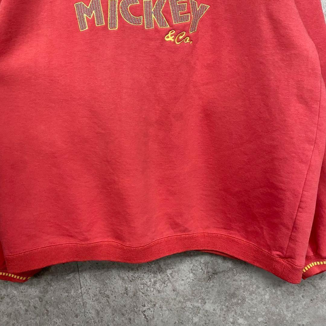 レア90s USA古着◯ディズニー ミッキー刺繍スウェットトレーナー メンズL