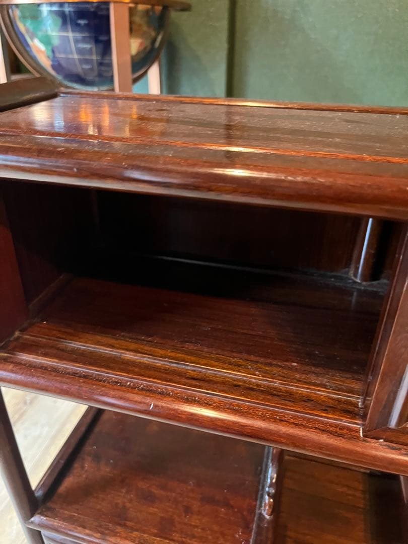 ジョンジョン＊螺鈿 紫檀 茶箪笥 飾り棚 小ぶり 違い棚 和風 昭和レトロ