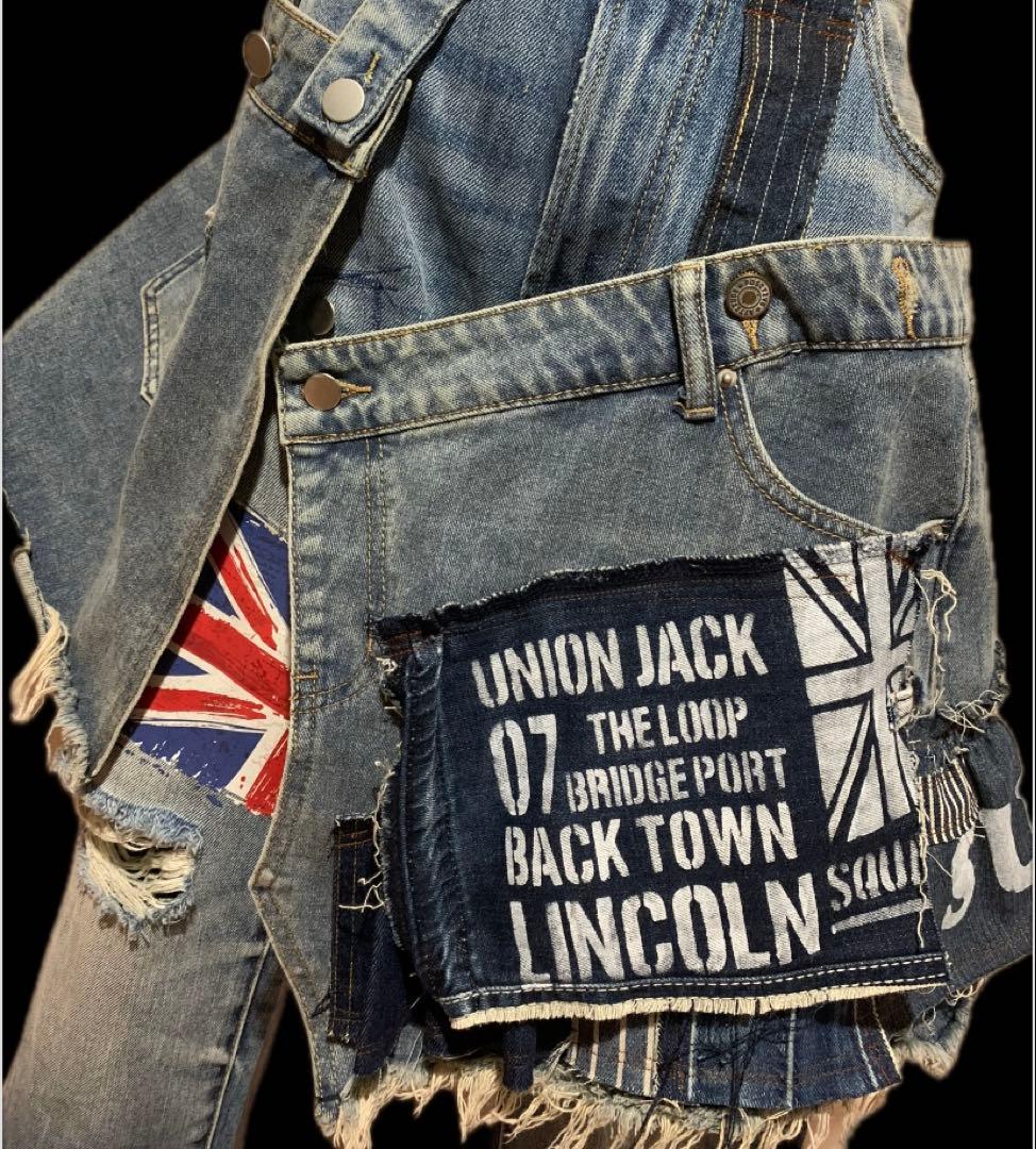 デニムリメイク★ふりふり重ね履きシルエットパンツ