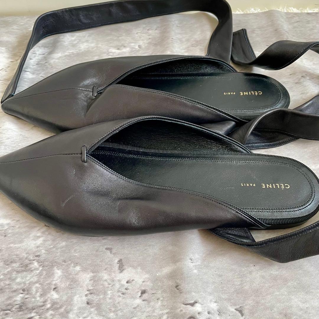 美品 セリーヌ ミュール フラットシューズ リボン 36.5 23㎝