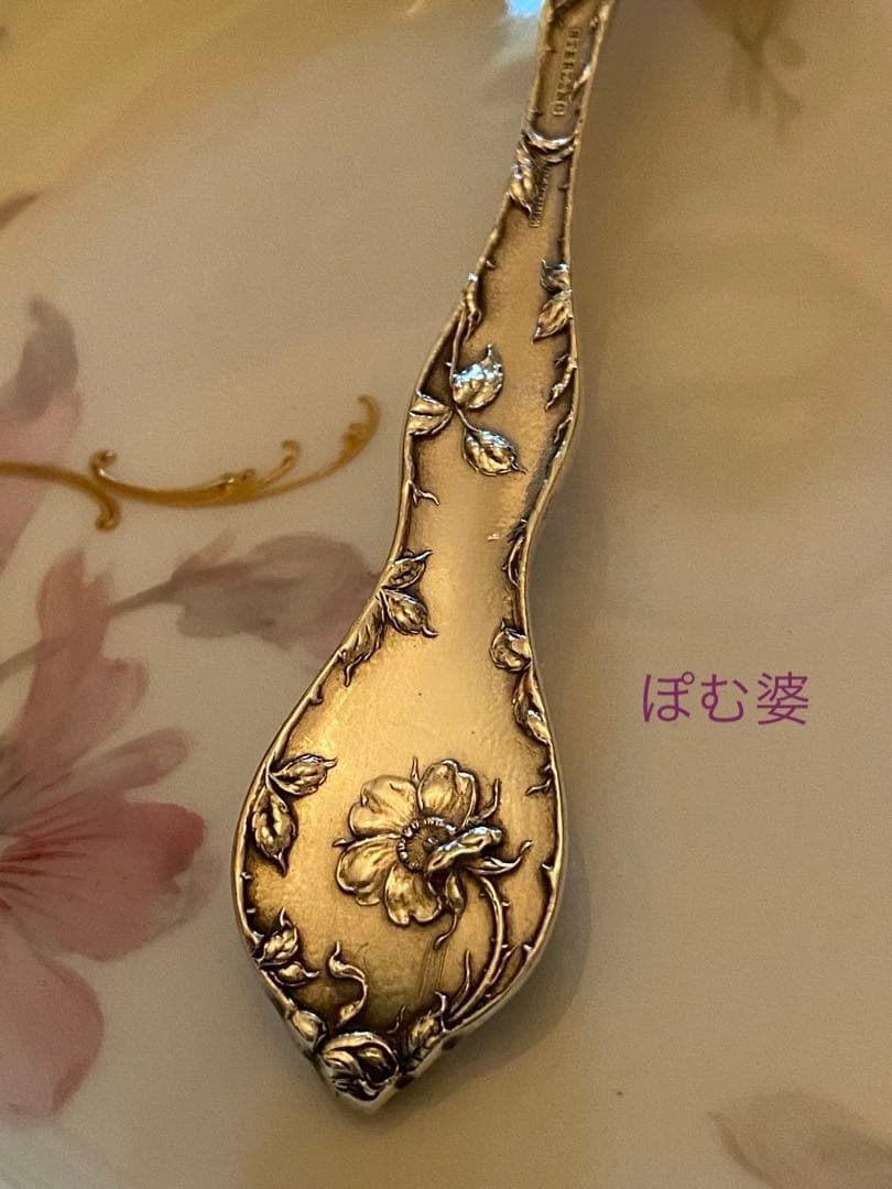 【リード＆バートン】純銀 スターリング／ティースプーン「レ・サンク／深彫り」３本