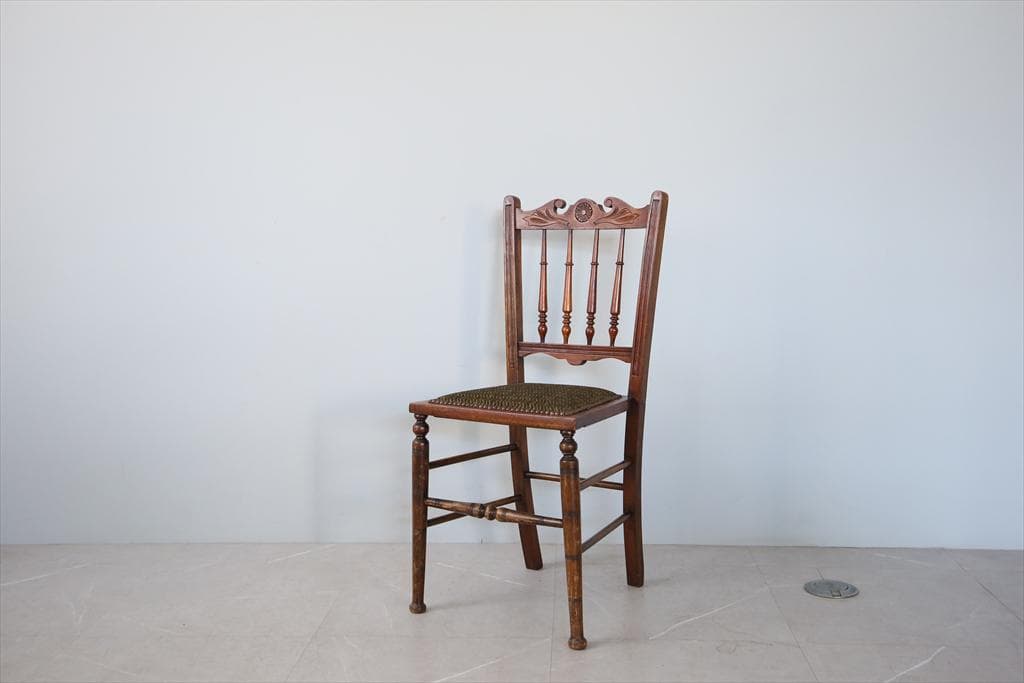 英国アンティーク木製ベッドルームチェア/椅子ダイニングイス飾り棚91-114-2