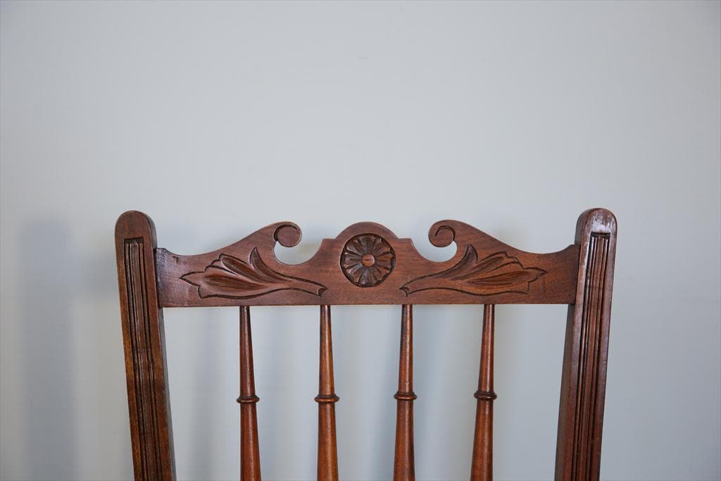 英国アンティーク木製ベッドルームチェア/椅子ダイニングイス飾り棚91-114-2