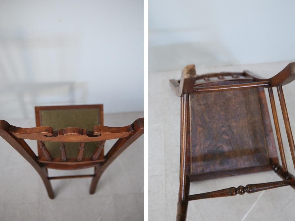 英国アンティーク木製ベッドルームチェア/椅子ダイニングイス飾り棚91-114-2