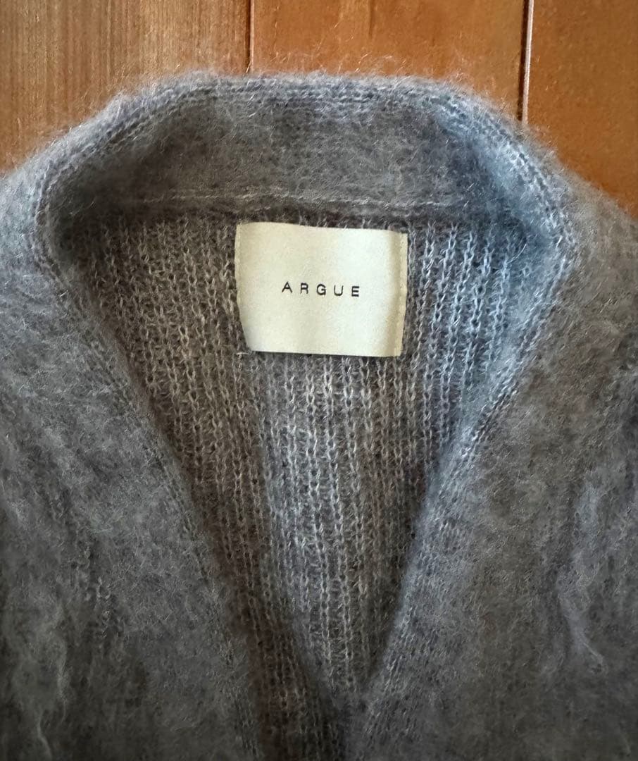 ARGUE アーギュ モヘヤ混 ニットカーディガン グレー