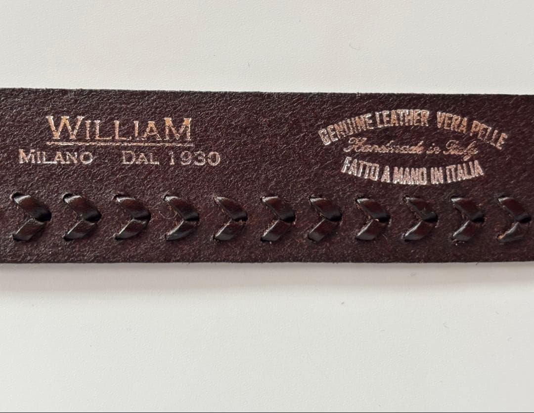WILLIAM イタリア製 レザーベルト 85 ダークブラウン