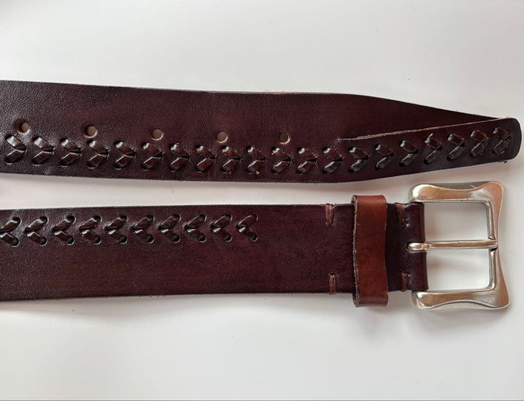 WILLIAM イタリア製 レザーベルト 85 ダークブラウン