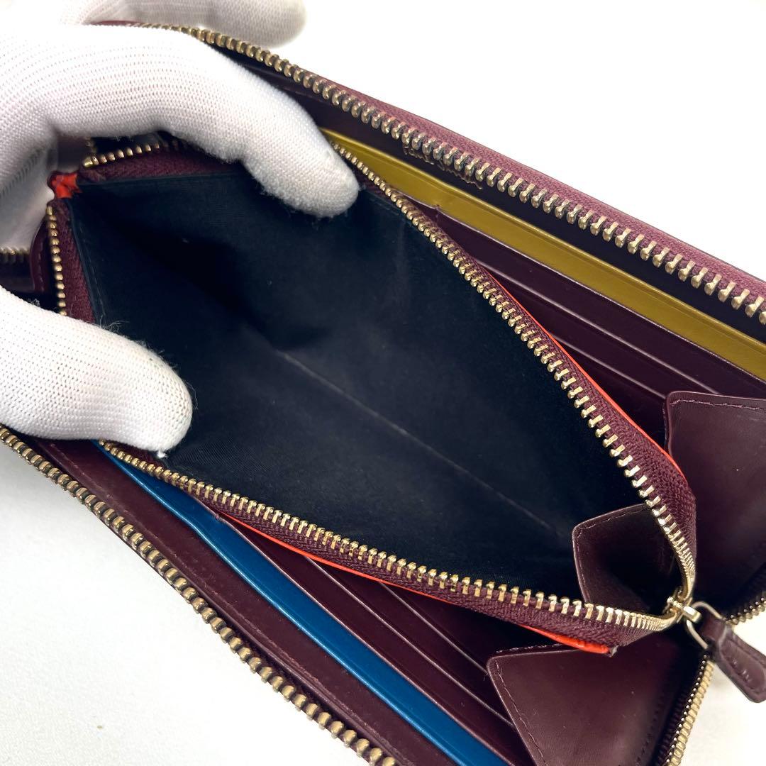 ポールスミス　長財布　マルチカラー　ラウンドファスナー　ロゴプリント　レザー