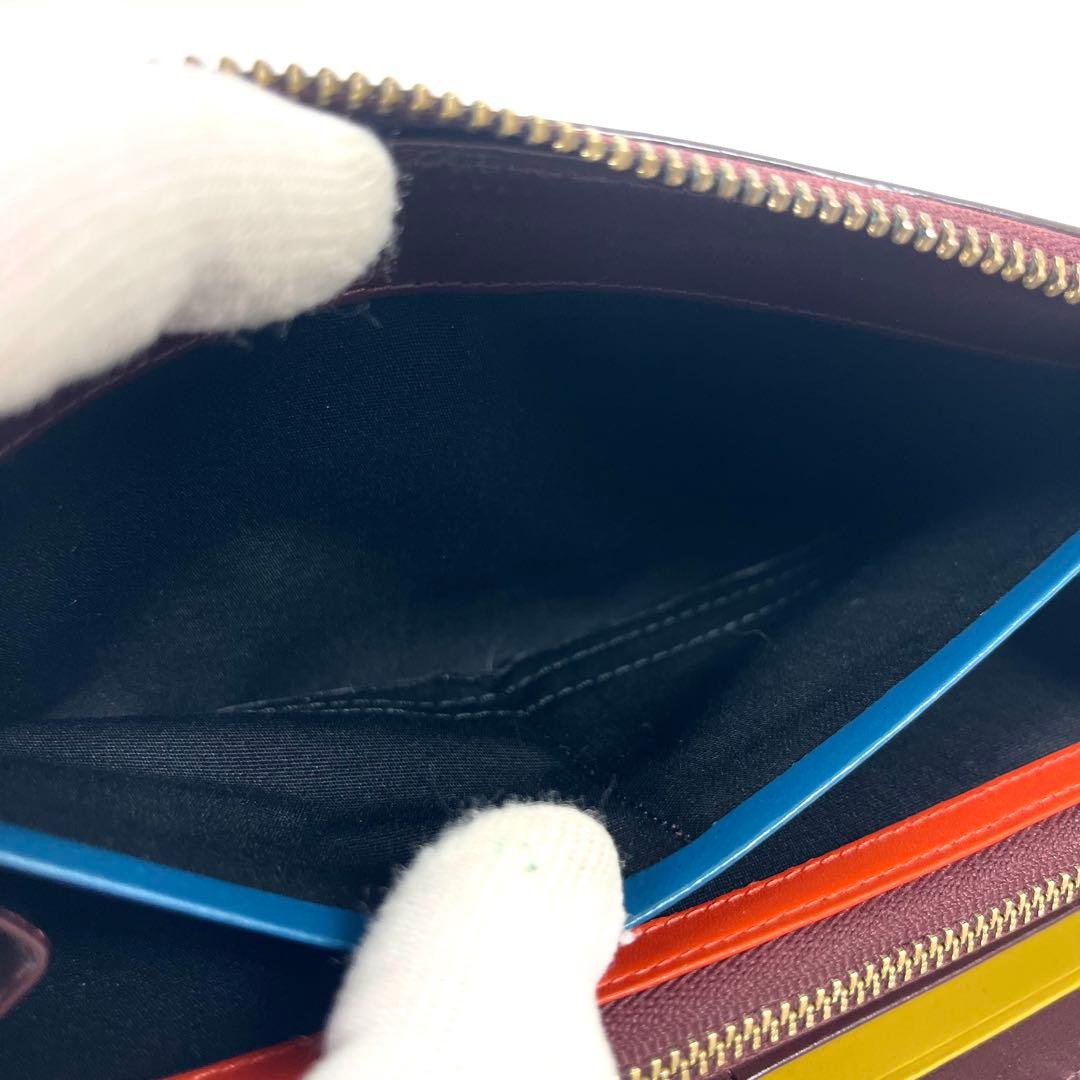ポールスミス　長財布　マルチカラー　ラウンドファスナー　ロゴプリント　レザー