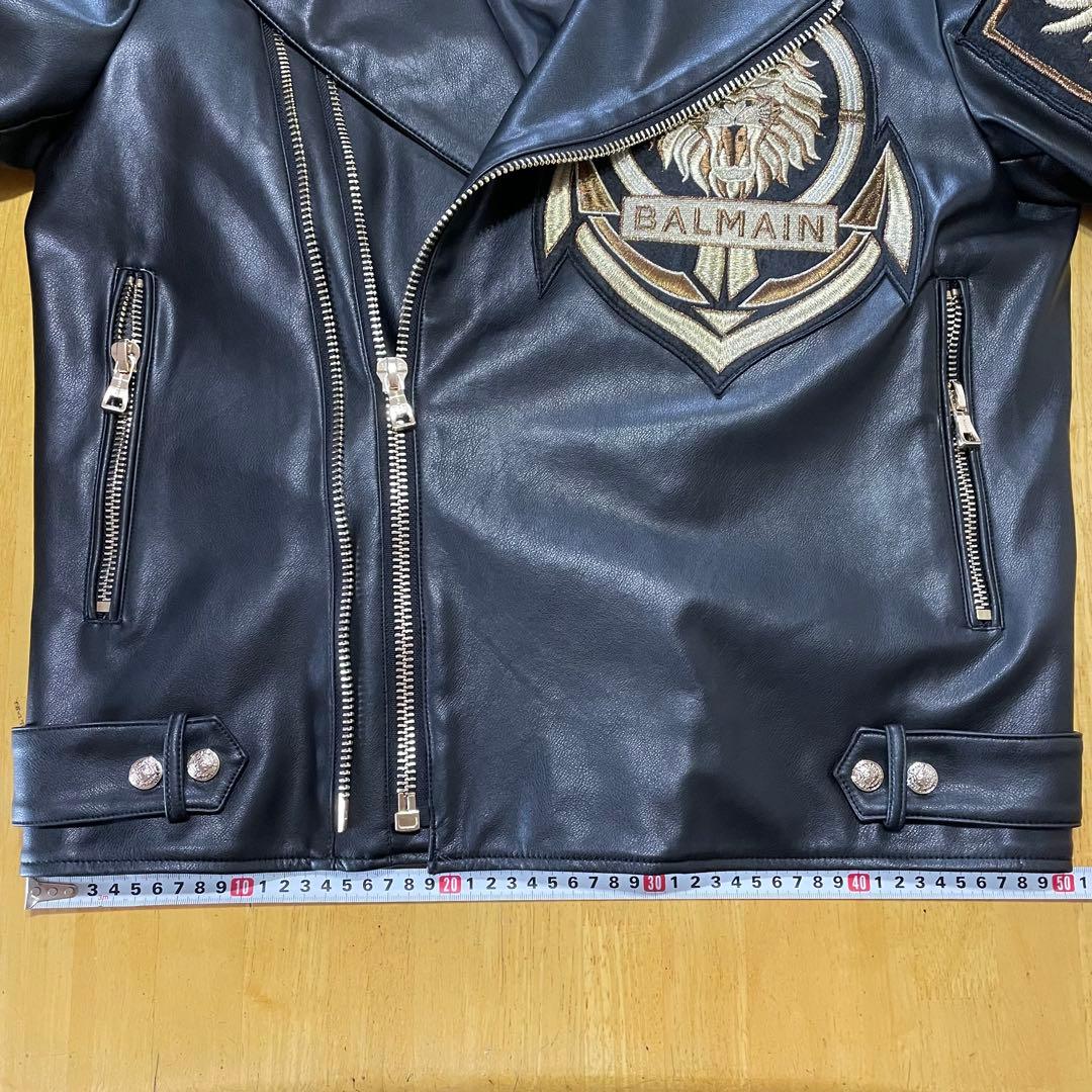 BALMAIN エコレザー ライダースジャケット サイズ50
