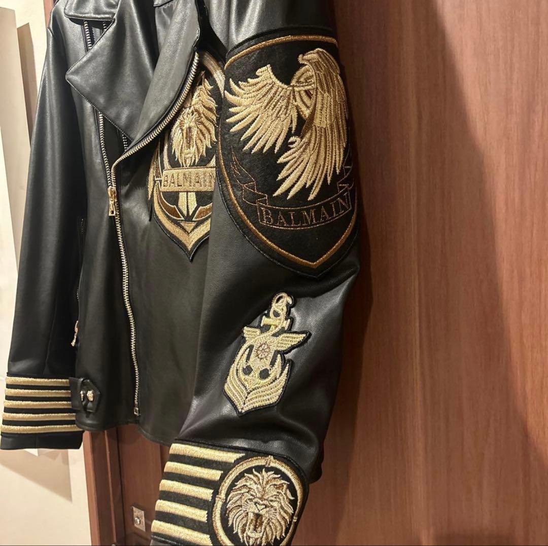 BALMAIN エコレザー ライダースジャケット サイズ50