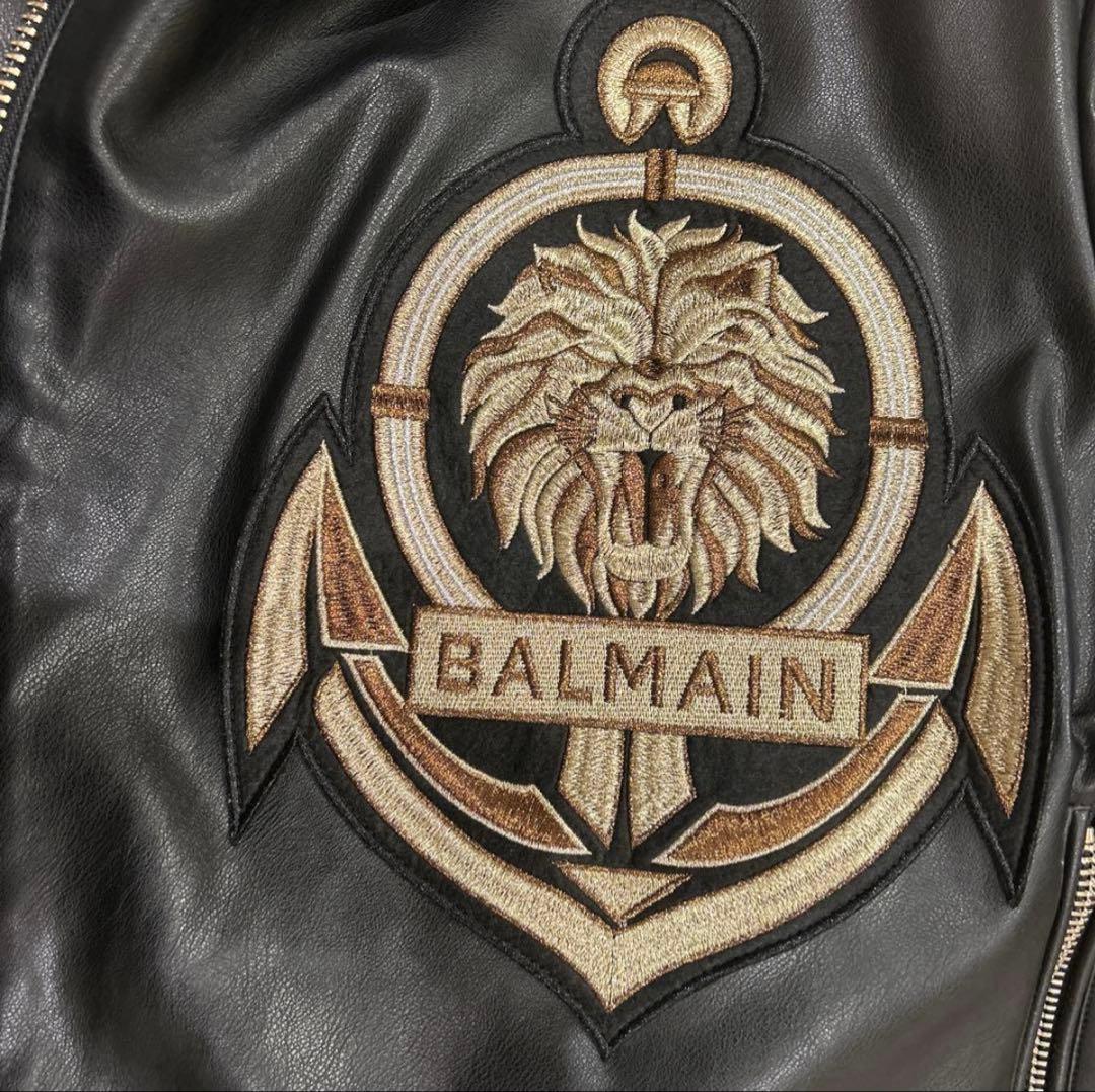 BALMAIN エコレザー ライダースジャケット サイズ50