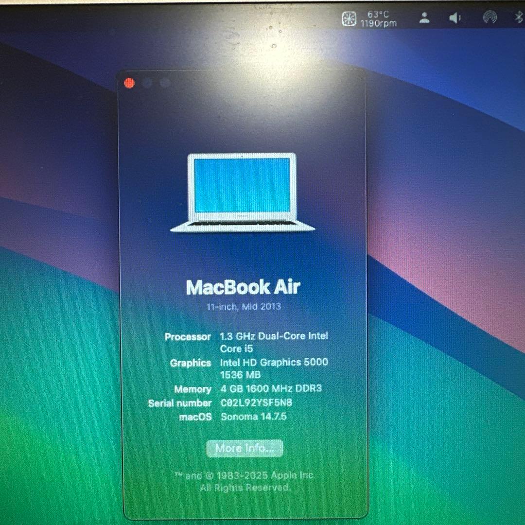 MacBook Air (11-inch, Mid 2013) 動作品