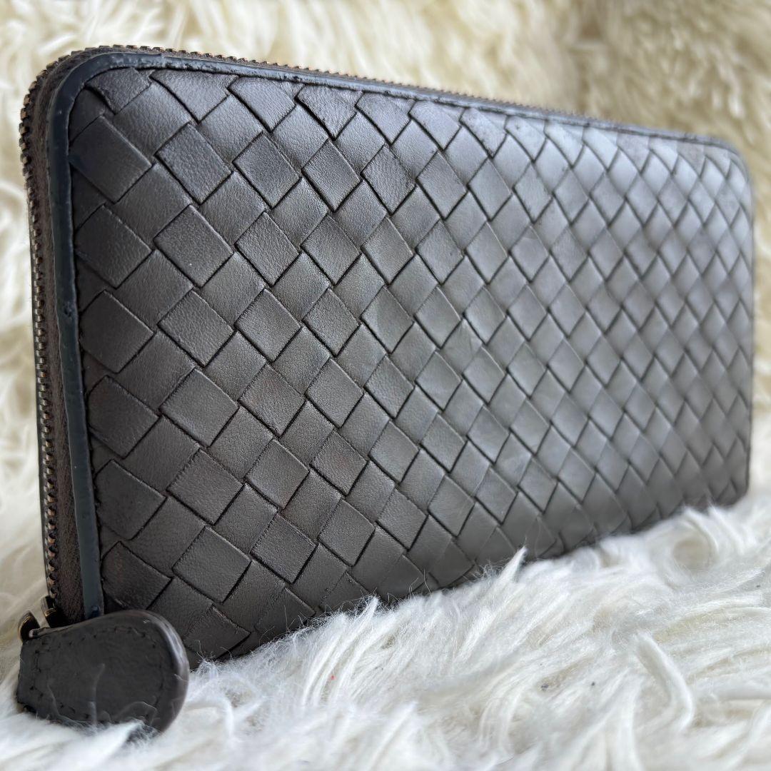 【激レア 美品】ボッテガヴェネタ　ジッピーウォレット　イントレチャート　グレー系
