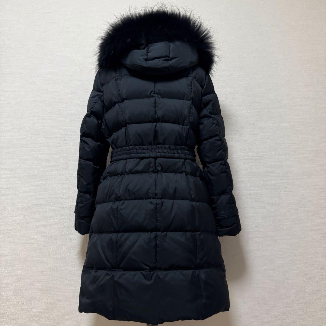 バーバリーロンドン　ダウンコート　ノバチェック ベルト　ファー　ブラック　4L