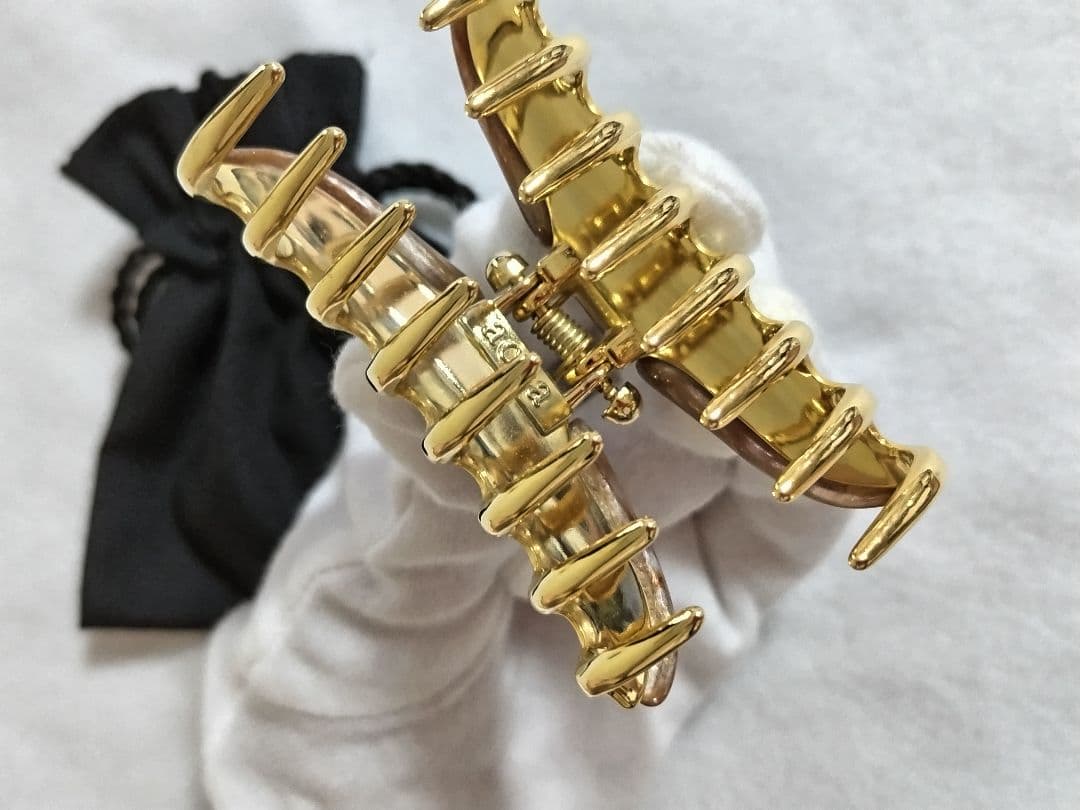 【新品同様】acca ヘアクリップ ブラウン　ゴールド　マーブル　茶　クリップ