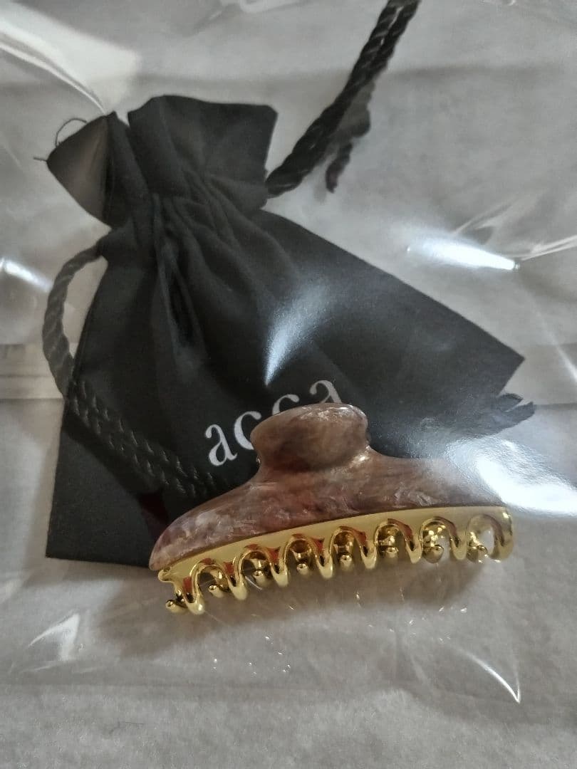 【新品同様】acca ヘアクリップ ブラウン　ゴールド　マーブル　茶　クリップ