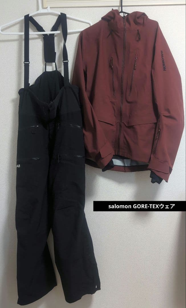 s*u様 salomon QSTジャケットgoretex pro ビブパンツ ブ