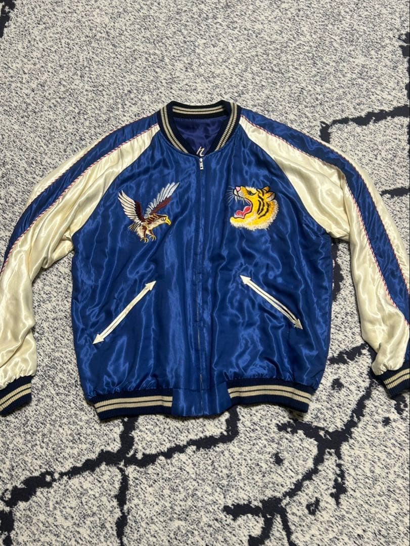 【今月までSALE】テーラー東洋　希少サイズ　スカジャン　リバーシブル　鷹　虎