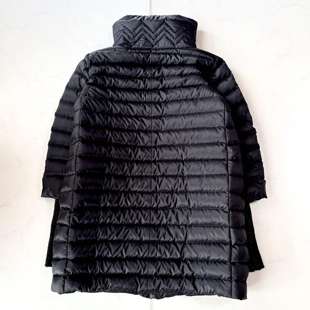美品✨マックスマーラ　ダウンコート　異素材切替　ニット袖　ブラック　42