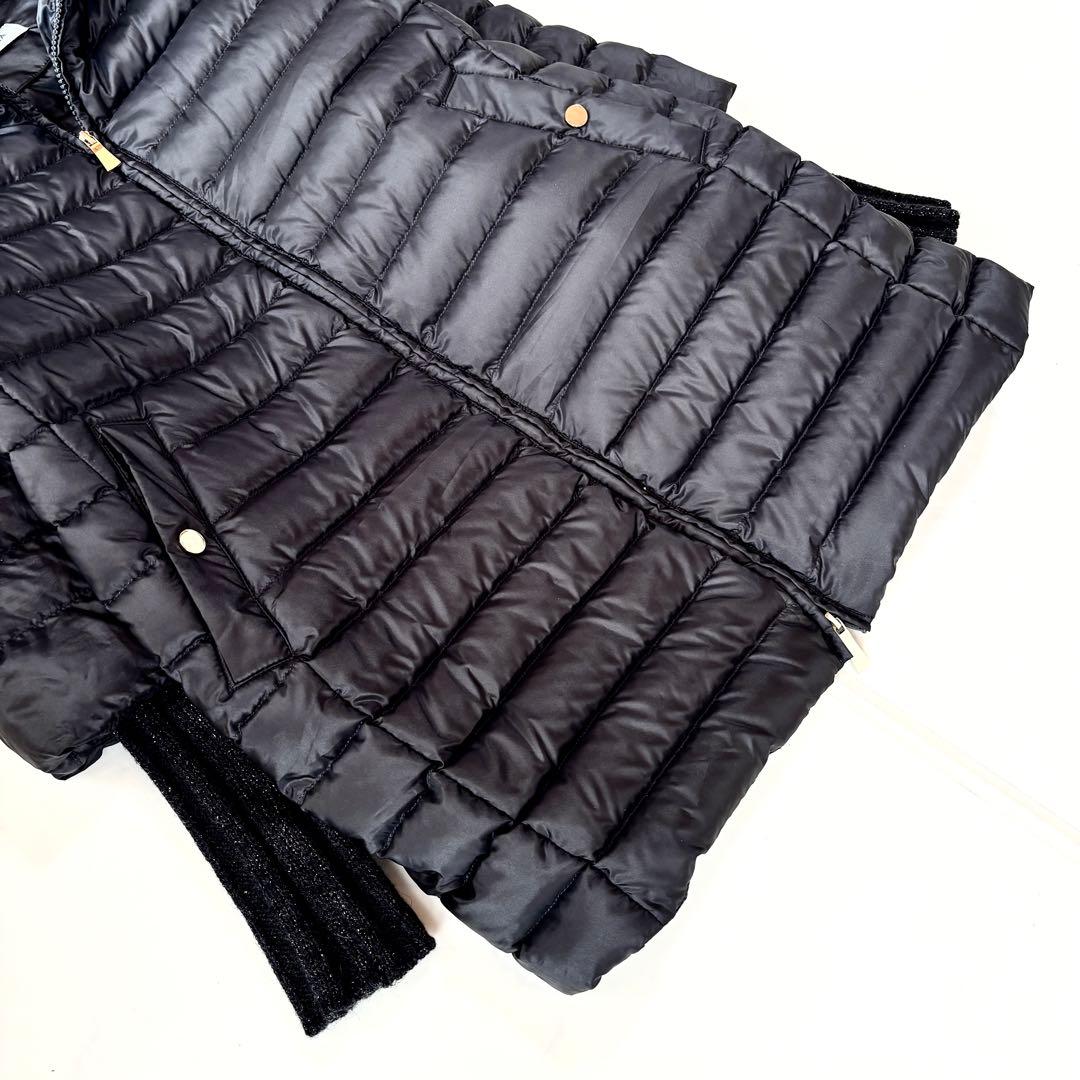美品✨マックスマーラ　ダウンコート　異素材切替　ニット袖　ブラック　42