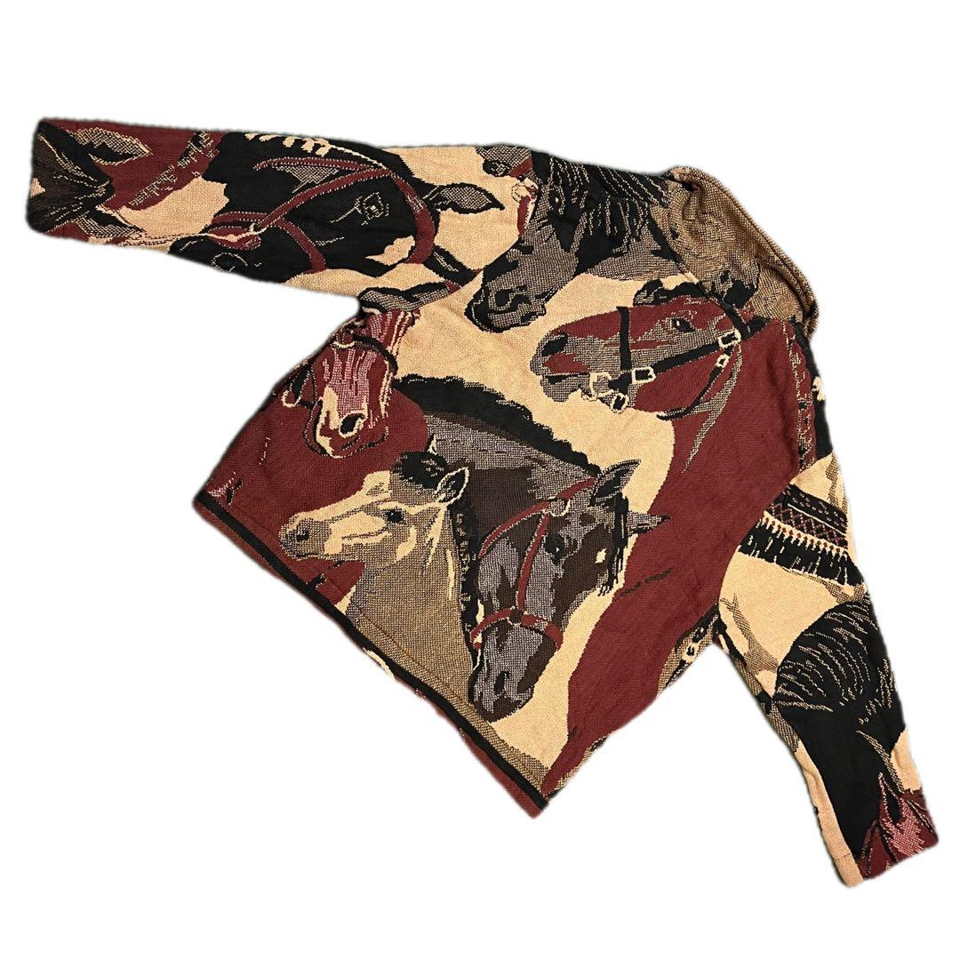 USA製コブラン織ジャケット ジャガード80'sホース 馬 柄 ビンテージ